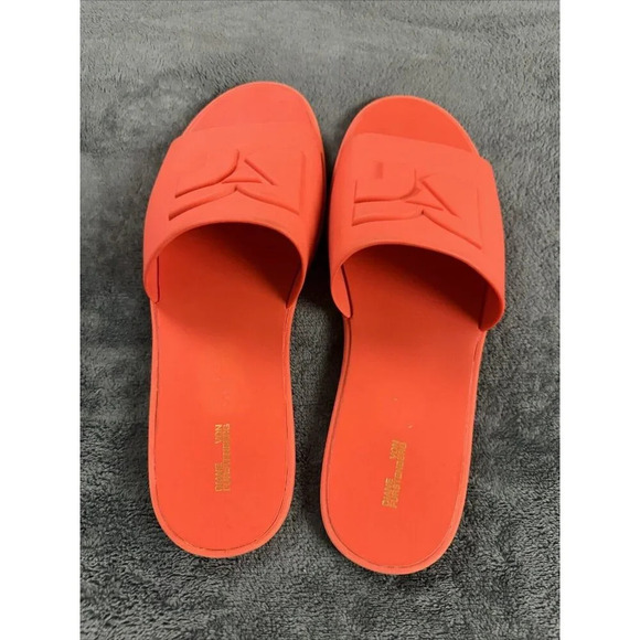 Diane Von Furstenberg "Kellan" Orange Rubber Slide Sandals w/Logo 8M MSRP $200 - Picture 4 of 16